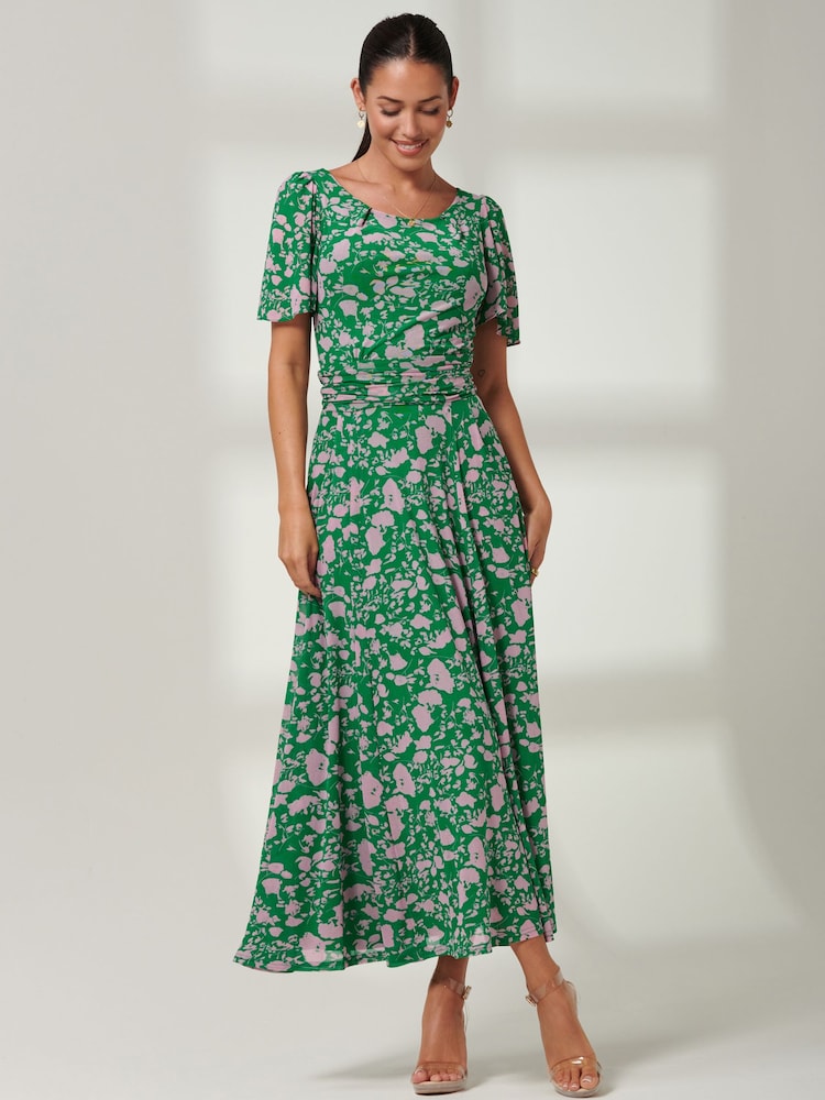 Jolie Moi Green Paityn Angel Sleeve Mesh Maxi Dress - Image 6 of 6