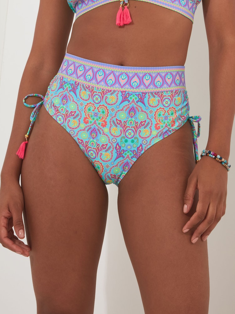 Joe Browns Leuchtendes Bikinihöschen mit Kacheldruckmuster und hoher Taille - Bild 1 von 5