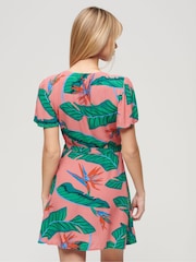 Superdry Pink Printed Mini Wrap Dress - Image 3 of 7