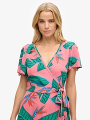 Superdry Pink Printed Mini Wrap Dress - Image 4 of 7