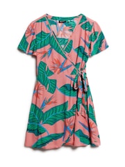 Superdry Pink Printed Mini Wrap Dress - Image 5 of 7
