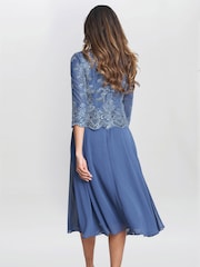 Gina Bacconi Blue Priscilla Embroidered Midi Dress - Image 3 of 6