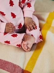 Pink Christmas Tree Print Baby Sweat Top And Leggings Set - Image 4 of 18