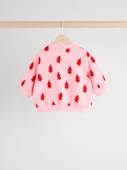 Pink Christmas Tree Print Baby Sweat Top And Leggings Set - Image 9 of 18