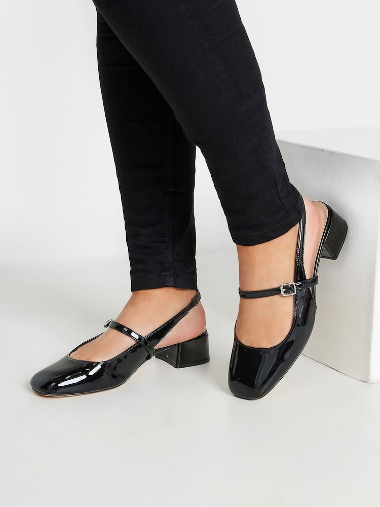 črna - Yours Curve Patent Mary Jane Slingback čevlji z visoko peto In Extra Wide EEE Fit - Slika 1 iz 5 črna - Yours Curve Patent Mary Jane Slingback čevlji z visoko peto In Extra Wide EEE Fit - Slika 1 iz 5