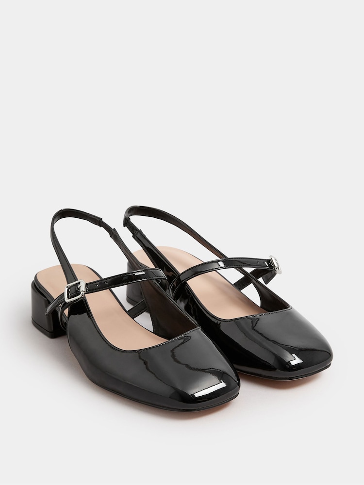 črna - Yours Curve Patent Mary Jane Slingback čevlji z visoko peto In Extra Wide EEE Fit - Slika 2 iz 5 črna - Yours Curve Patent Mary Jane Slingback čevlji z visoko peto In Extra Wide EEE Fit - Slika 2 iz 5