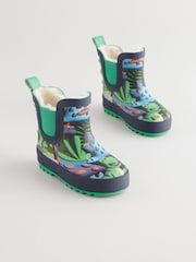 Green Dinosaur Print Warm Lined Ankle Wellies - Image 7 of 7