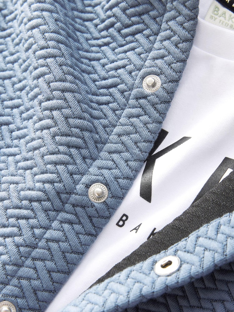 Baker by Ted Baker Navy/White 100% Cotton Textured Jacket and T-Shirt Set - Image 13 of 13