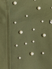 River Island Khaki Pearl Detail Bomber Jacket - Image 2 of 4