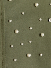 River Island Khaki Pearl Detail Bomber Jacket - Image 4 of 4