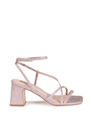 Linzi Metallic Liliana Glitter Crossover Slingback Block Heeled Sandals - Image 2 of 4