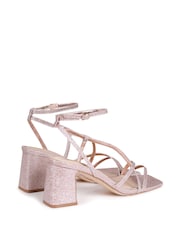 Linzi Metallic Liliana Glitter Crossover Slingback Block Heeled Sandals - Image 4 of 4