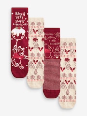 Winnie The Pooh Christmas Ankle Socks 4 Pack - Image 1 of 6