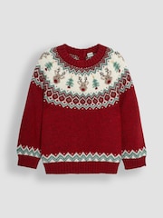 JoJo Maman Bébé Red Christmas Reindeer Jumper - Image 1 of 3