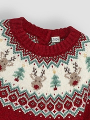 JoJo Maman Bébé Red Christmas Reindeer Jumper - Image 3 of 3