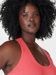 Sweaty Betty Coral Pink Resort Rib Tank Dress - Image 4 of 6