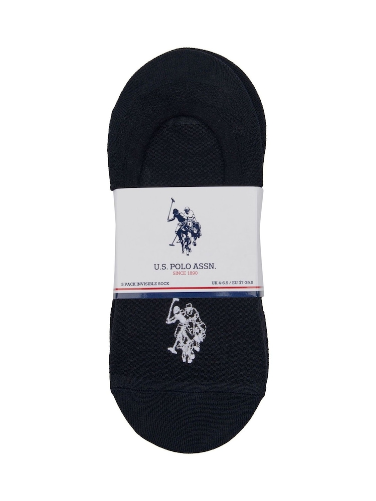 U.S. Polo Assn. Black Invisible Trainer Socks 5 Pack - Image 2 of 3