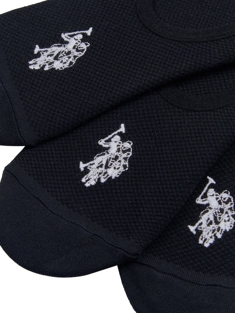 U.S. Polo Assn. Black Invisible Trainer Socks 5 Pack - Image 3 of 3