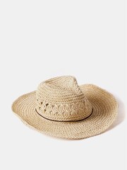 Mint Velvet Cream Straw Cowboy Hat - Image 1 of 6