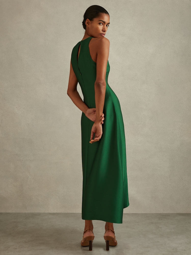 reiss emerald green dress Buy Reiss Green Micah Satin Drape Tuck Midi Dress from Next Canada