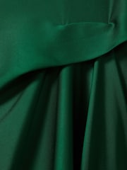 Reiss Green Micah Satin Drape Tuck Midi Dress - Image 5 of 5