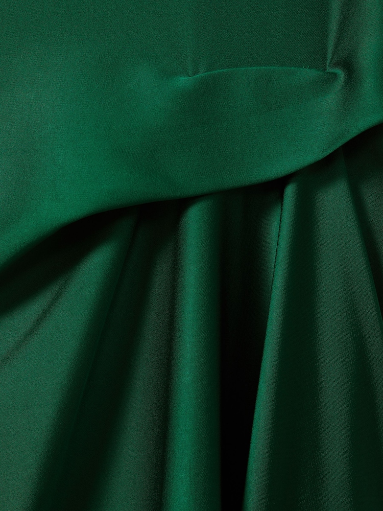Reiss Green Micah Satin Drape Tuck Midi Dress - Image 5 of 5