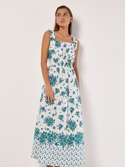 Apricot Blue Floral Smocked Milkmaid Maxi Dress - Image 2 of 4