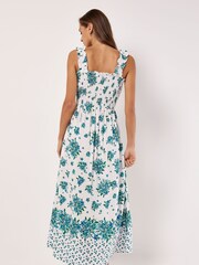 Apricot Blue Floral Smocked Milkmaid Maxi Dress - Image 4 of 4