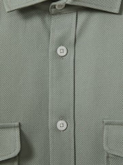 Reiss Sage Green Arlo Cotton Canvas Overshirt - Image 6 of 6