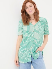 FatFace Cassidy Blue Patched Paisley Tunic - Image 1 of 5
