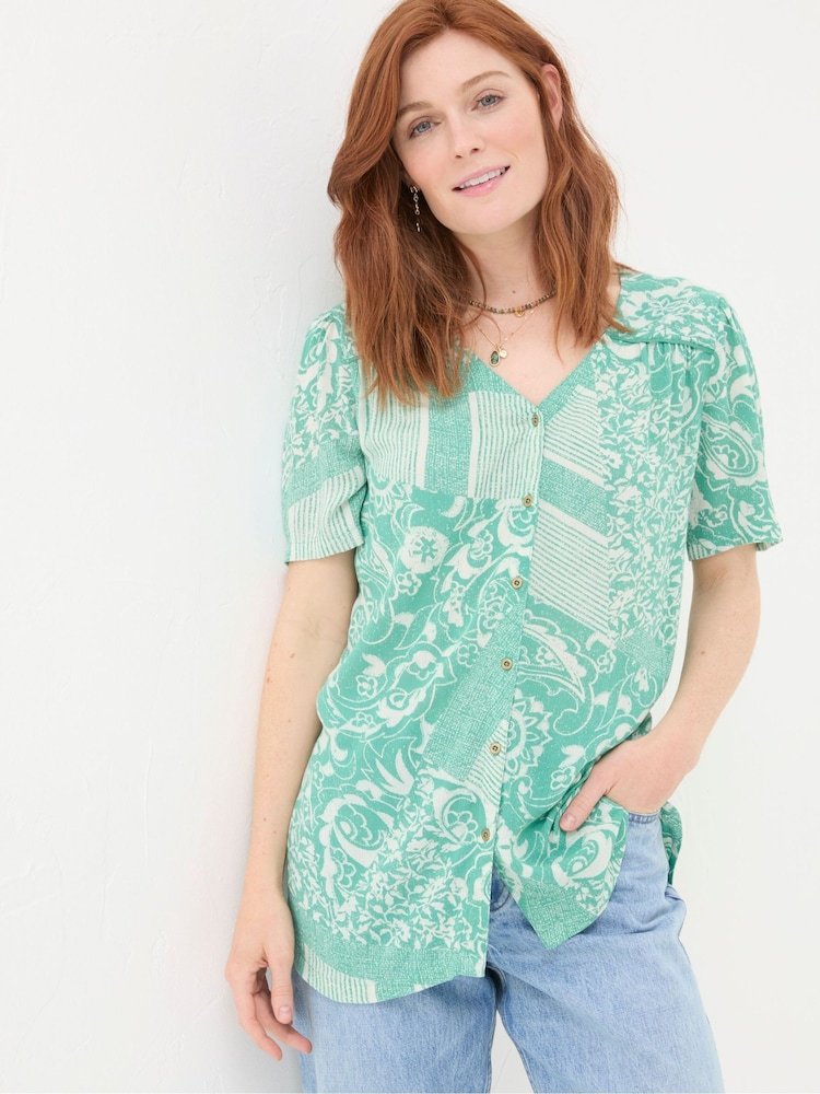 FatFace Cassidy Blue Patched Paisley Tunic - Image 1 of 5