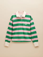 Joules Lara Green/White Boxy Fit Rugby Shirt - Image 6 of 9