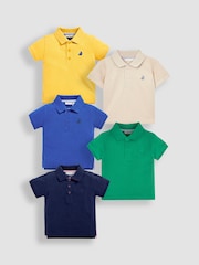 JoJo Maman Bébé Blue 5-Pack Polo Shirts - Image 1 of 1