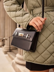 Lipsy Black Faux Leather Square Minimal Crossbody Bag - Image 1 of 4