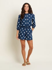 Brakeburn Blue 100% Cotton Daisy Shorts - Image 4 of 5