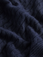 Marineblau/blau - Regular Fit Cable Knit Roll Neck Jumper - Bild 6 von 7