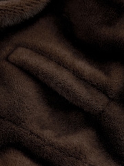 Chocolate Brown Long faux fur coat - Image 6 of 7