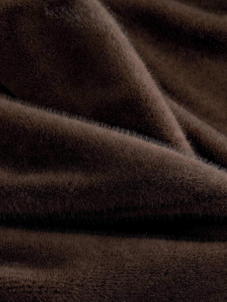 Chocolate Brown Long faux fur coat - Image 7 of 7