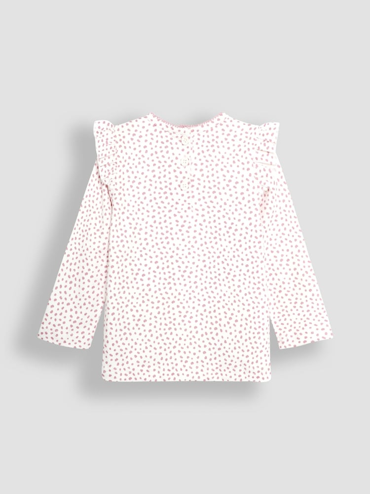 JoJo Maman Bébé Pink Bunny & Butterfly Frill Long Sleeve Appliqué Top - Image 2 of 3