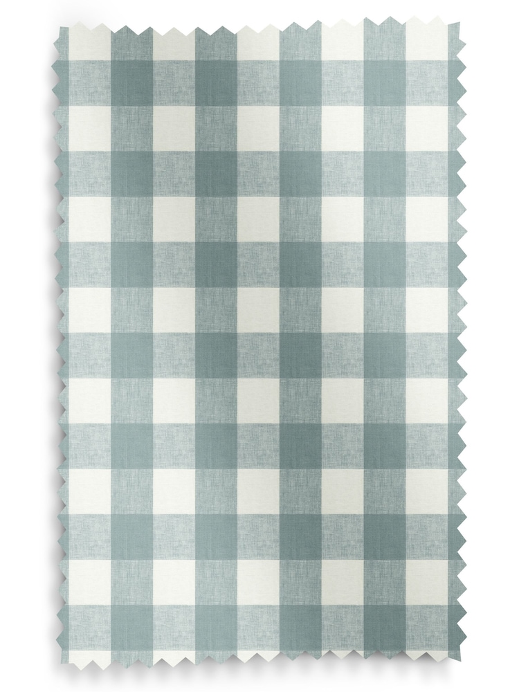 Sophie Allport Teal Blue Gingham Made to Measure 100% Cotton Curtains - Image 6 of 6