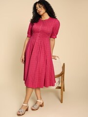 White Stuff Pink Celeste Midi Dress - Image 3 of 7