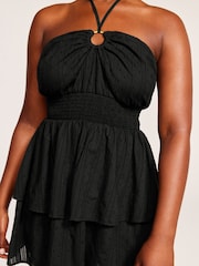 Victoria's Secret Black Dobby Halterneck Beach Dress - Image 3 of 7