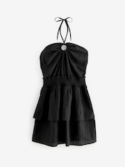 Victoria's Secret Black Dobby Halterneck Beach Dress - Image 6 of 7