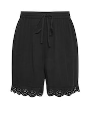 Yours Curve Black Broderie Anglaise Scalloped Shorts - Image 6 of 6