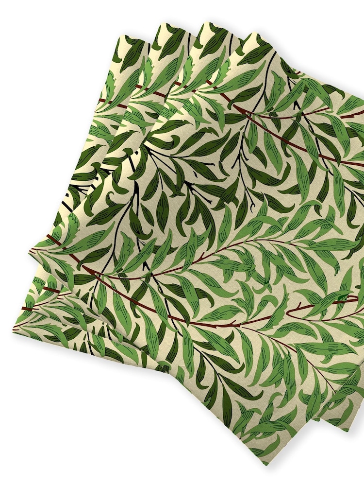 William Morris Gallery Green Willow Boughs Pack of 4 100% Cotton Napkins - Image 1 of 2