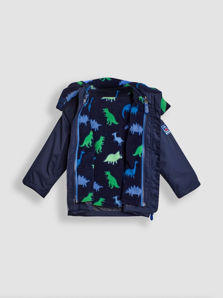 Buy JoJo Maman Bébé Cobalt Blue Dinosaur 4-In-1 Polarfleece Jacket - Main Image