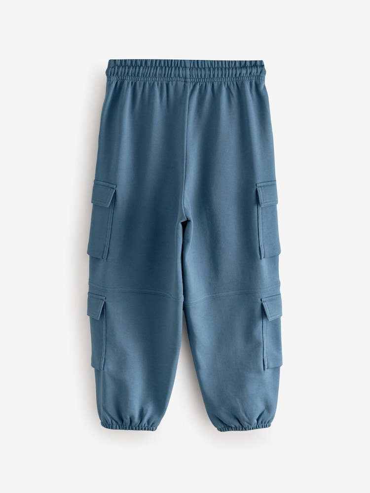 Blue 100% Cotton Parachute Style Jersey Joggers (3-16yrs) - Image 2 of 4