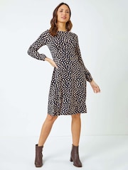Roman Black Pebble Spot Stretch Tea Dress - Image 1 of 5