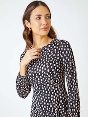Roman Black Pebble Spot Stretch Tea Dress - Image 3 of 5