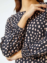 Roman Black Pebble Spot Stretch Tea Dress - Image 4 of 5